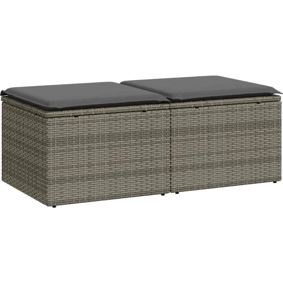 vidaXL 2-delige Loungeset met kussens poly rattan acacia grijs