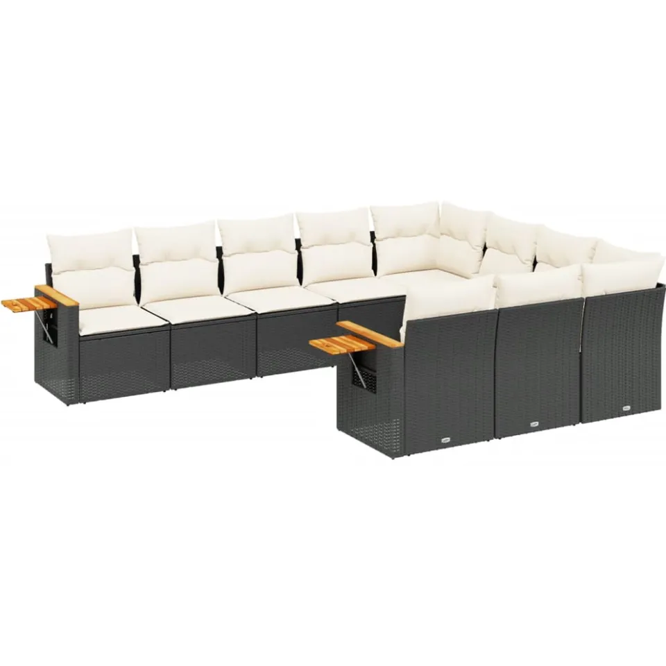 vidaXL Patio Sofa Set 10-zits Black and Cream, foto 3