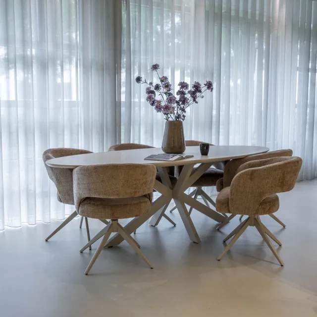 DÉJA Living Eettafel Gimo - Ovaal Beige HPL - 240x100x76cm
