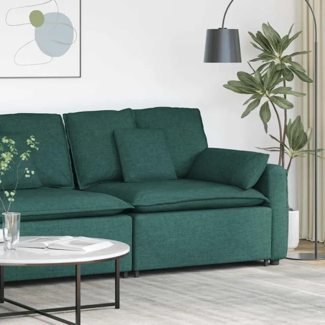 vidaXL Modulaire bank Armleuning eindmodule met kussens 100 cm Groen