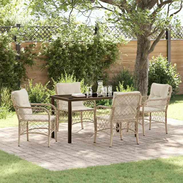 vidaXL Tuin eettafelset 5 st Beige poly rattan
