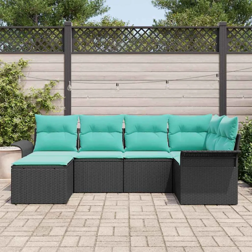 vidaXL Tuin Sofa Set 6 st Zwart poly rattan, foto 3