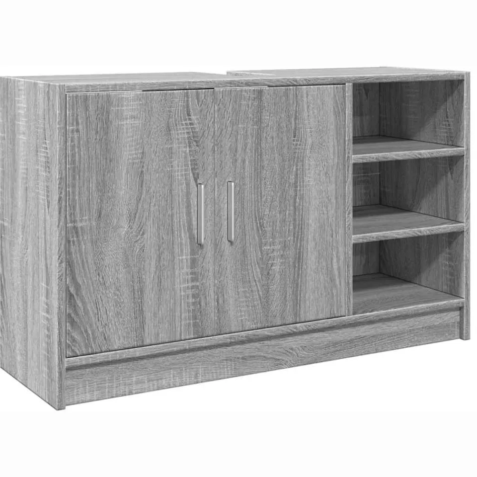 vidaXL Wastafelkast 90x29x55 cm bewerkt hout grijs sonoma eikenkleurig
