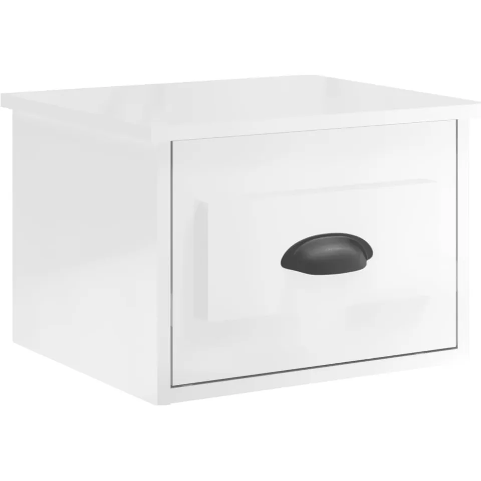 vidaXL Nachtkastje wandgemonteerd 41,5x36x28 cm hoogglans wit