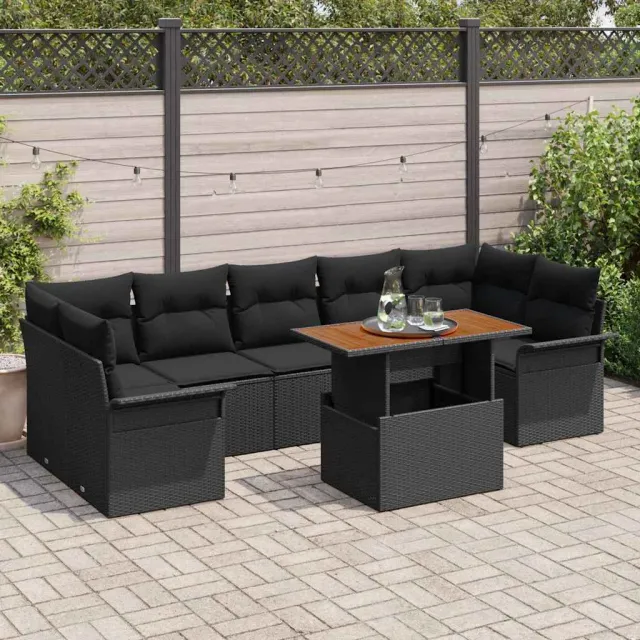 vidaXL Tuin Sofa Set 8 st Zwart Poly riet, foto 2
