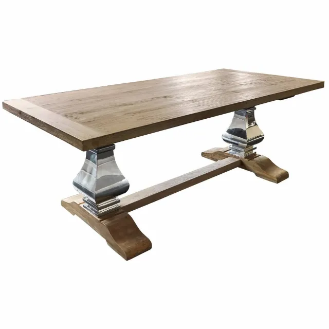 Loberon Eettafel Filton bruin/zilverkleurig