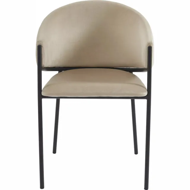 Vente-unique Set van 2 stoelen met armleuningen van fluweel en zwart metaal - Beige - ORDIDA