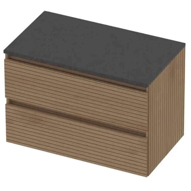 Basic-Line Deck 46 Badmeubelset Greeploos 80x46x58 cm Lamello Oak Blue Stone Grijs