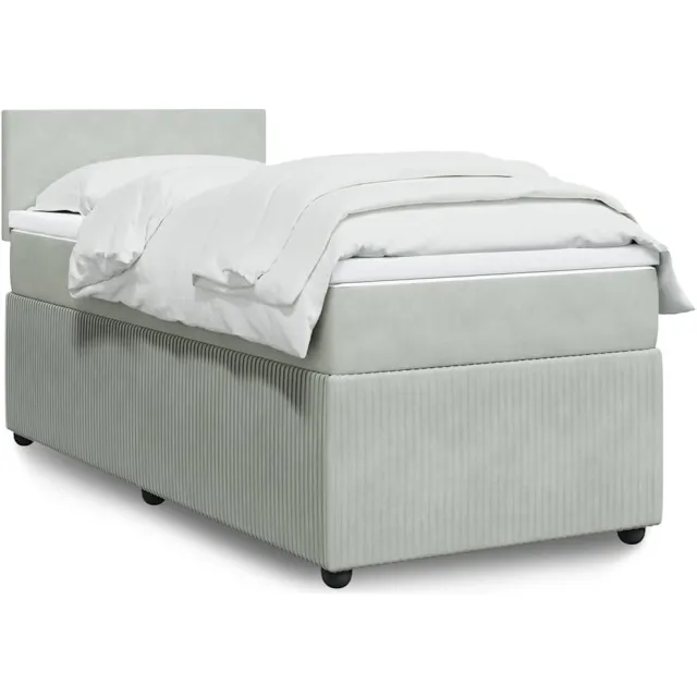 vidaXL Boxspring met matras fluweel lichtgrijs 100x200 cm grijs