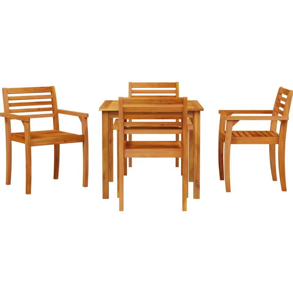 vidaXL Tuin eettafelset 5 st Bruin Massief Acaciahout