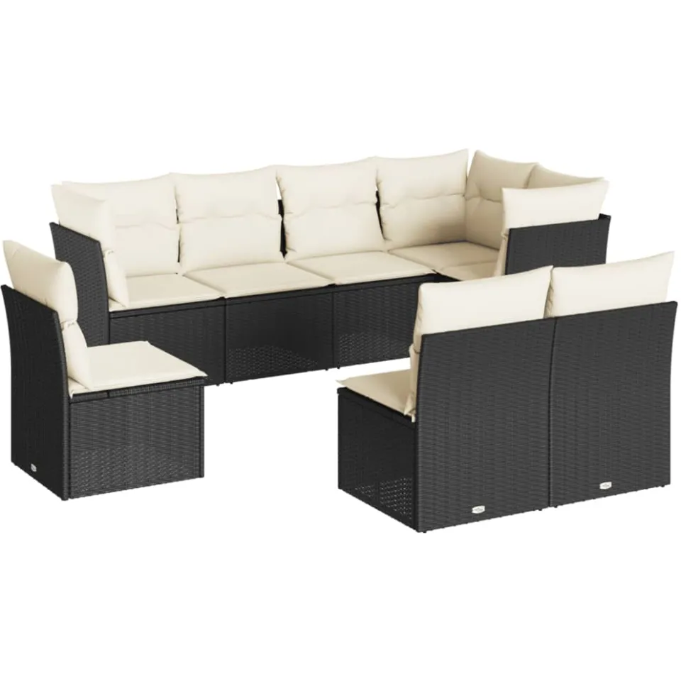 vidaXL 8-delige Loungeset met kussens poly rattan zwart, foto 3