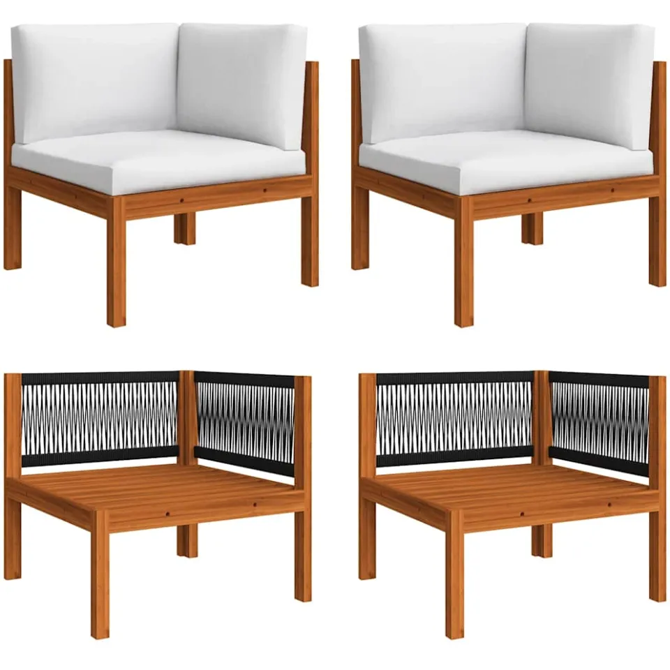 vidaXL 6-delige tuinloungeset met kussens crème 63x63 cm Wit
