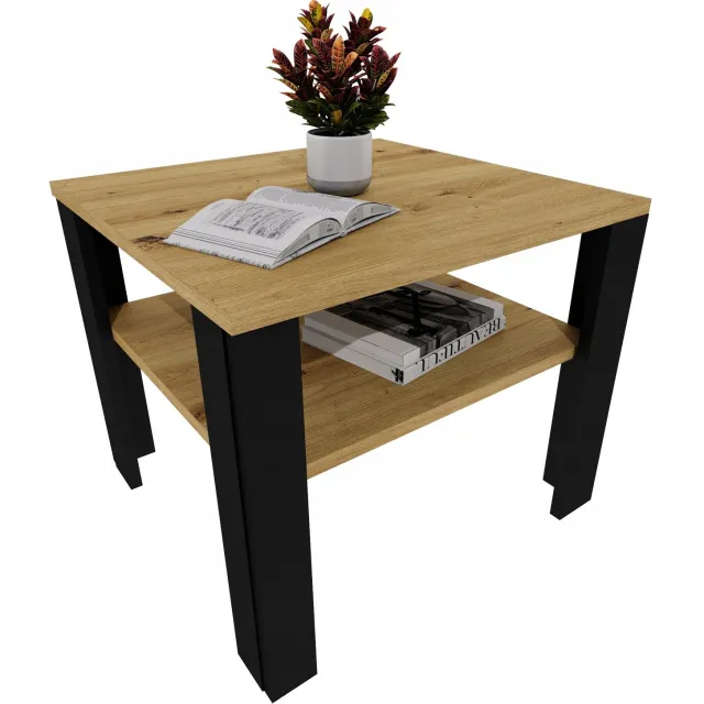Mobelkap Salontafel Lara 53 - Artisan eikenlook, zwart, met plank