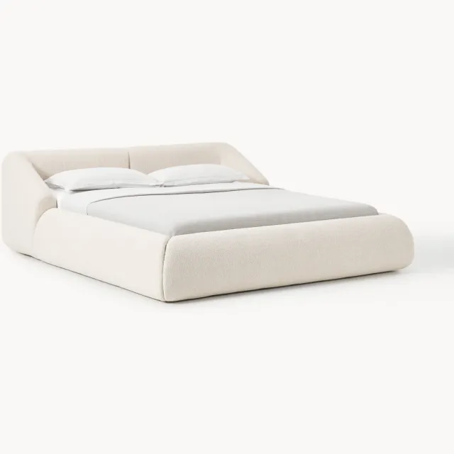 Westwing Collection Gestoffeerd bouclé bed Sofia Wit