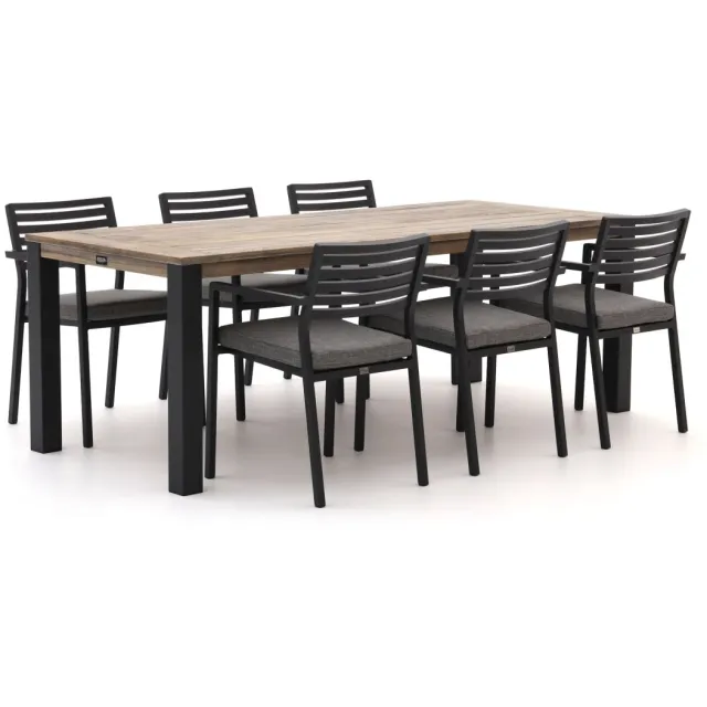 Bellagio tuinmeubelen Bellagio Rumo/ROUGH-S 220cm dining tuinset 7-delig stapelbaar Bruin