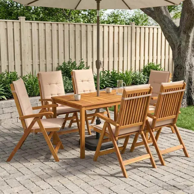 vidaXL 7-Piece Garden Dining Set 6-zits Beige Massief Acaciahout, foto 2