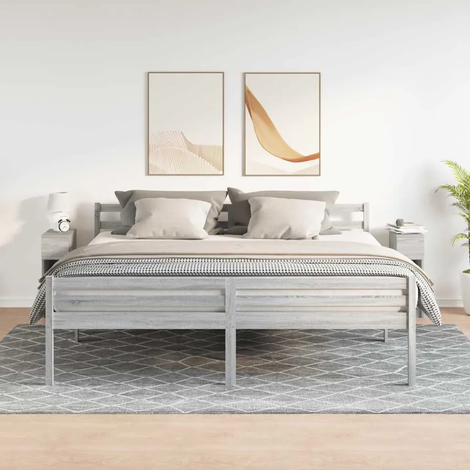vidaXL Nachtkastjes 2 st met lade 20x36x60 cm grijs sonoma eikenkleur, foto 2