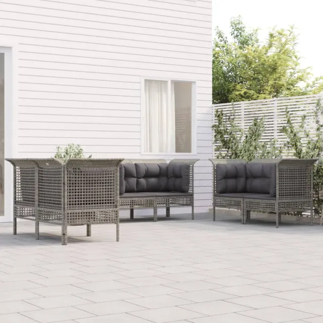 vidaXL 6-delige Loungeset met kussens poly rattan grijs, foto 2