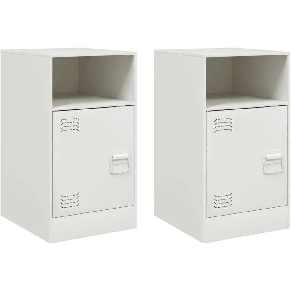 vidaXL Nachtkastjes 2 st 34,5x39x62 cm staal wit, foto 3