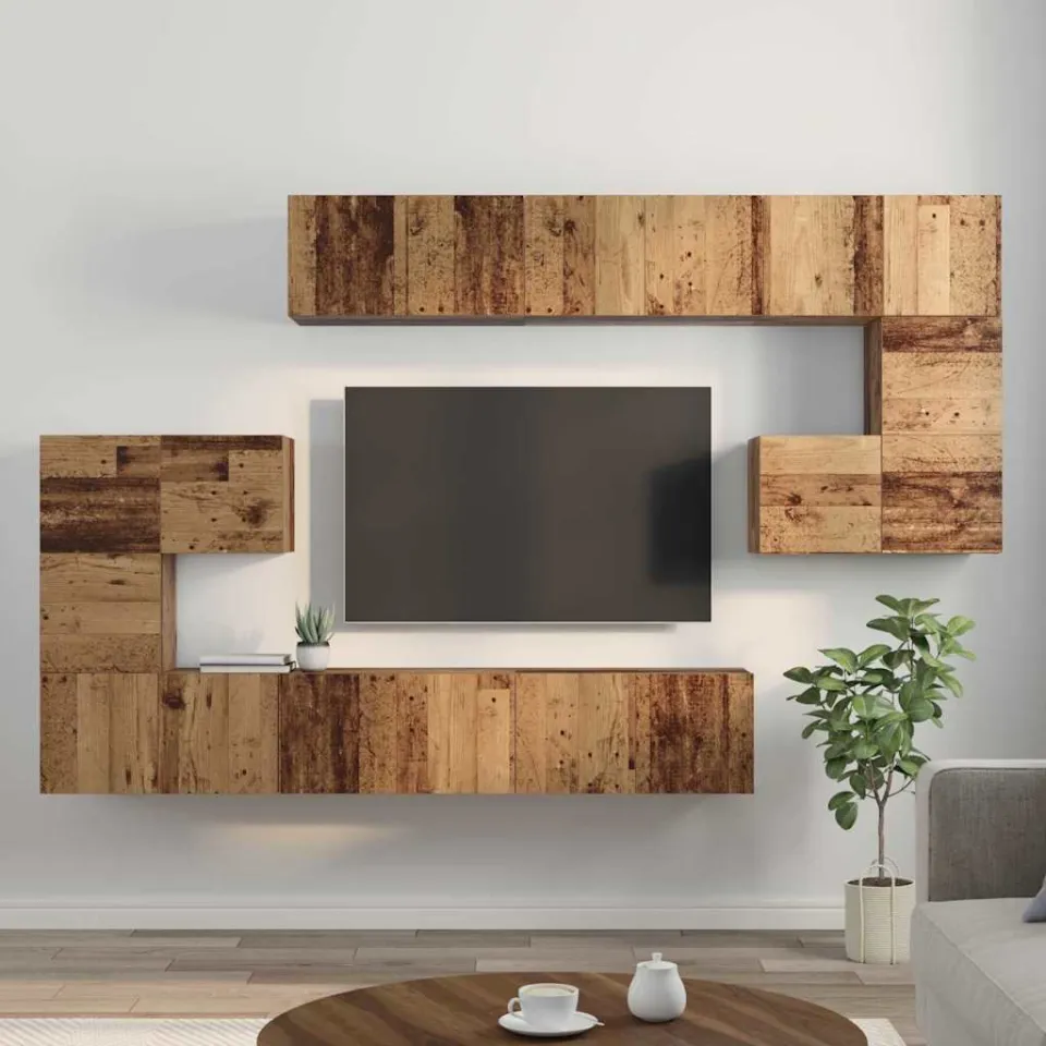 vidaXL Tv-meubelset 10 st 60 x 30 x 30 cm Oud Hout bruin, foto 4