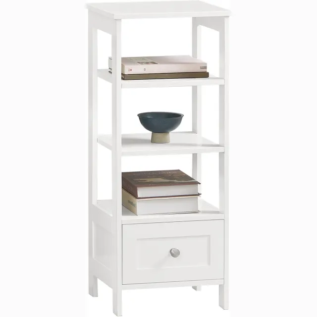 SoBuy FBT91-W Bijzettafel - Witte Opbergtafel met Lade voor Woonkamer