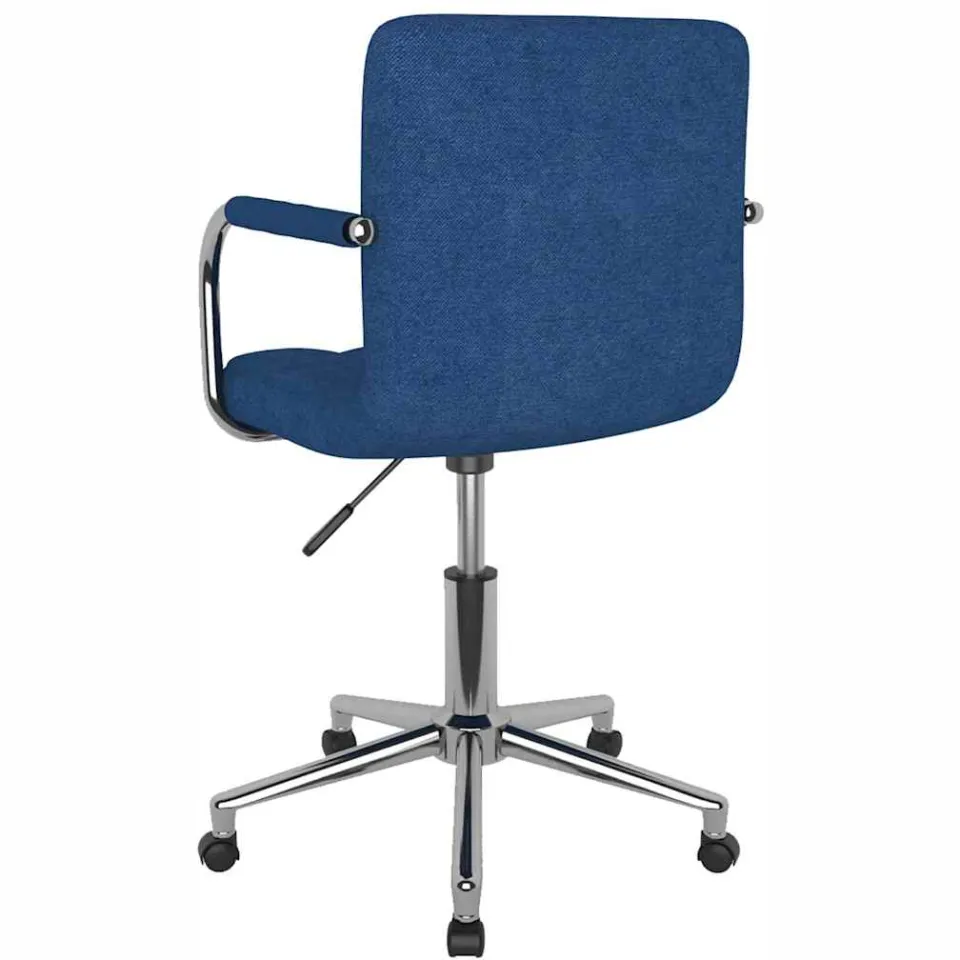 vidaXL Eetkamerstoel draaibaar stof blauw, foto 2