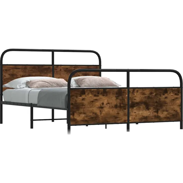 vidaXL Bedframe zonder matras metaal gerookt eikenkleurig 183x213 cm