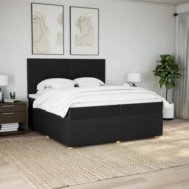 vidaXL Boxspring met matras stof zwart 200x200 cm