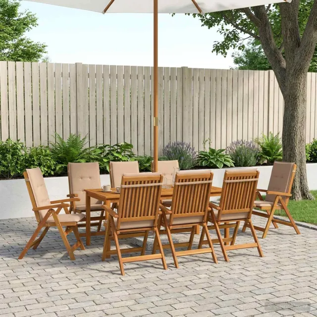 vidaXL 9-delige tuinset 8-zits Naturel Massief Acaciahout Bruin