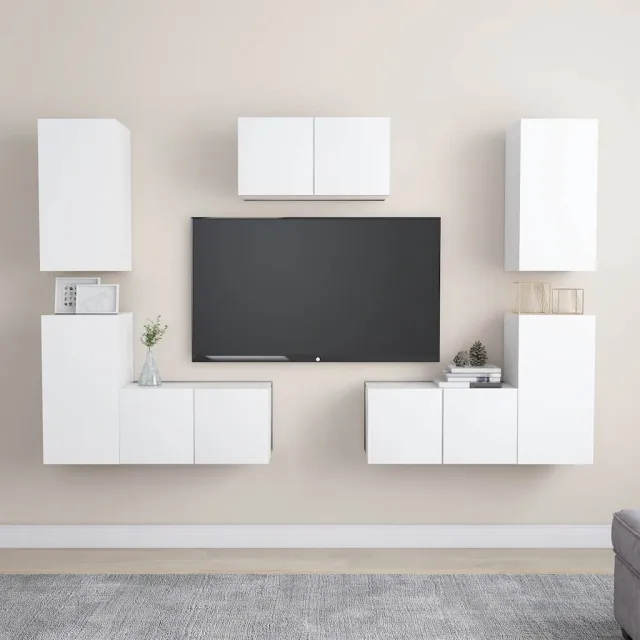 vidaXL 7-delige Tv-meubelset bewerkt hout wit