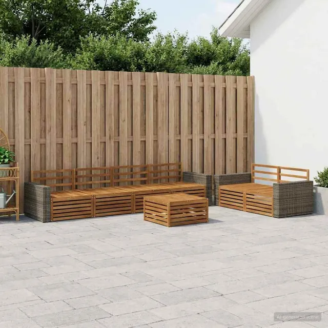 vidaXL Buiten bankenset 7 st 6-zits Naturel Massief Acaciahout