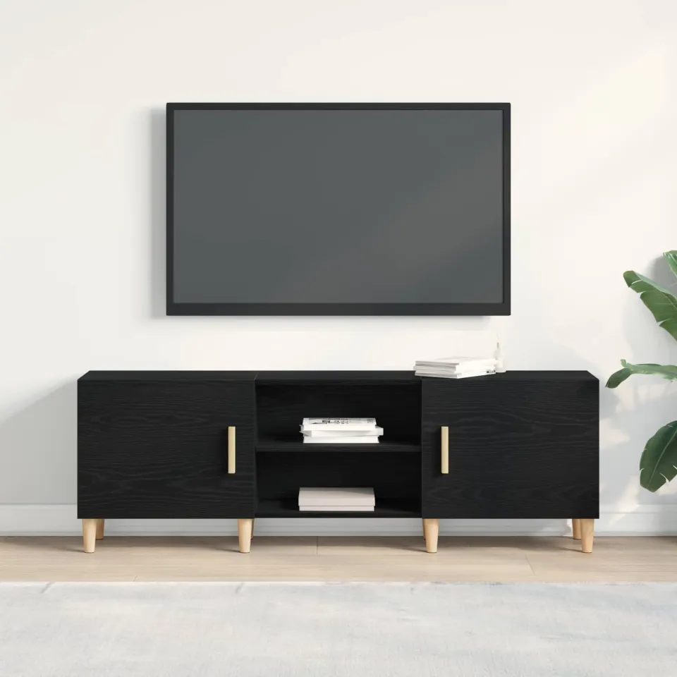 vidaXL TV-kast 150 x 30 x 50 cm Zwart Eiken Bewerkt hout, foto 4