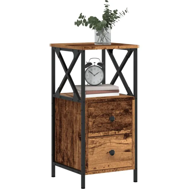 vidaXL Nachtkastje 34x35,5x70 cm bewerkt hout oud houtkleurig Bruin