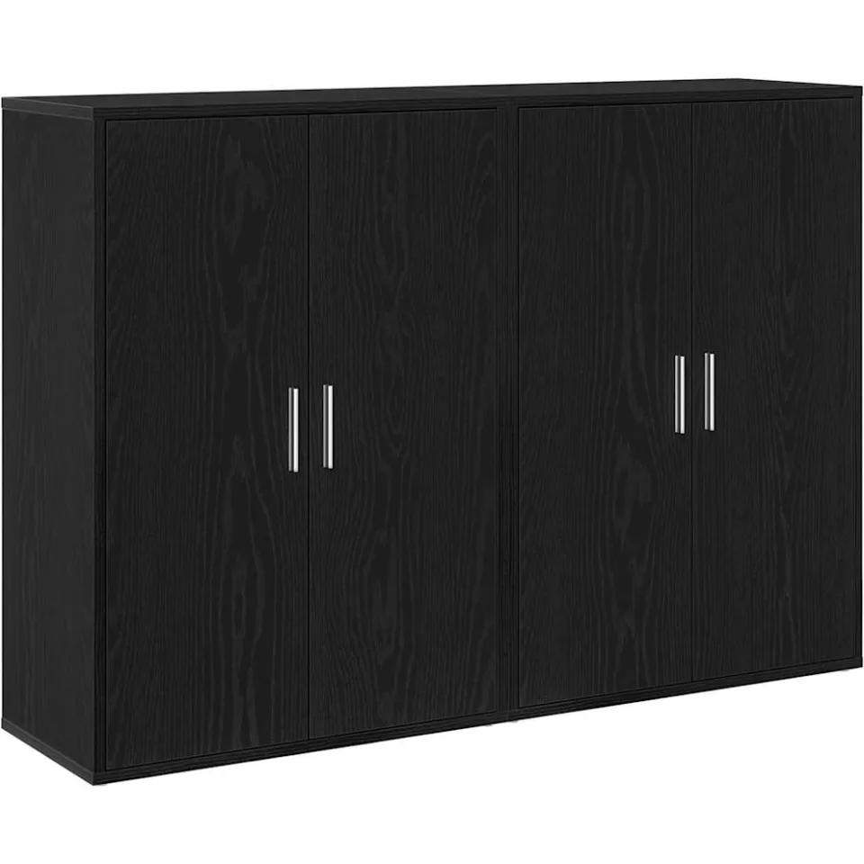 vidaXL Dressoir 2 st Zwart Eiken 60 x 31 x 84 cm Bewerkt hout, foto 3