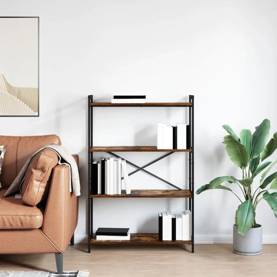 vidaXL Boekenkast 80 x 30 x 120 cm Bewerkt hout Gerookt eiken, foto 4