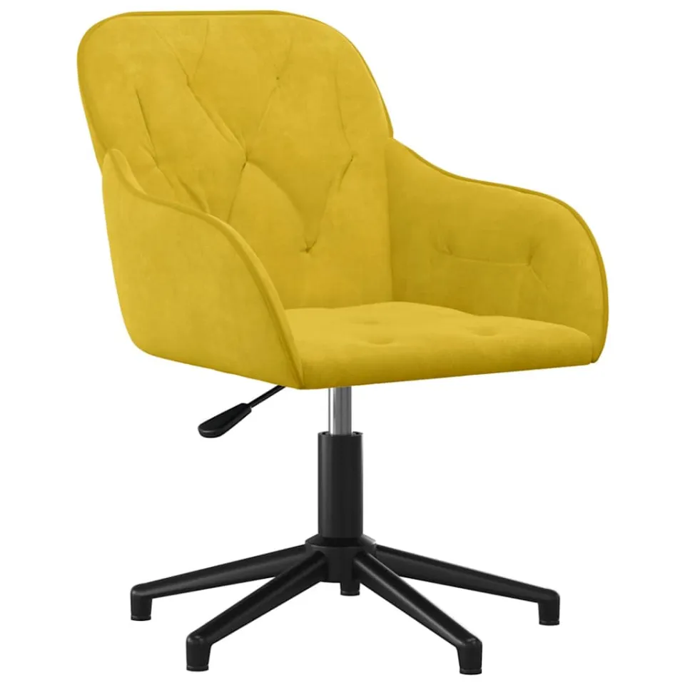 vidaXL Eetkamerstoelen draaibaar 2 st fluweel geel, foto 3