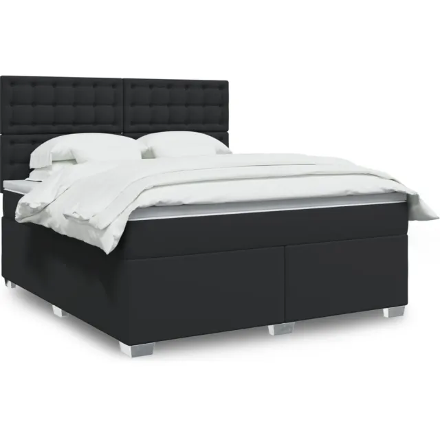 vidaXL Boxspring met matras kunstleer zwart 180x200 cm