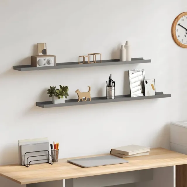 vidaXL Wandschappen 2 st 100x9x3 cm grijs