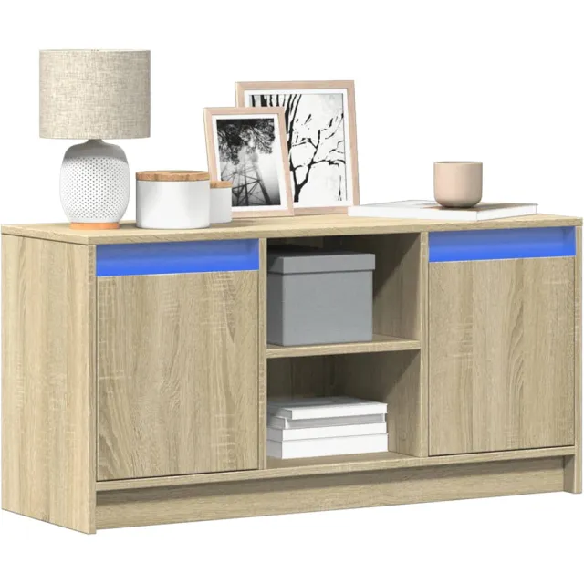 vidaXL Tv-meubel met LED 100x34x50 cm bewerkt hout sonoma eikenkleurig