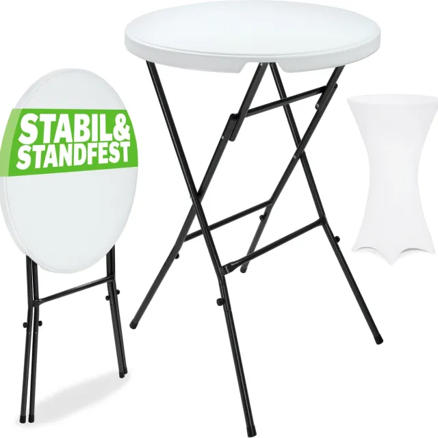 Casaria Statafel met Hoes Ø72 cm – Inklapbaar 110 cm Weerbestendig - Wit