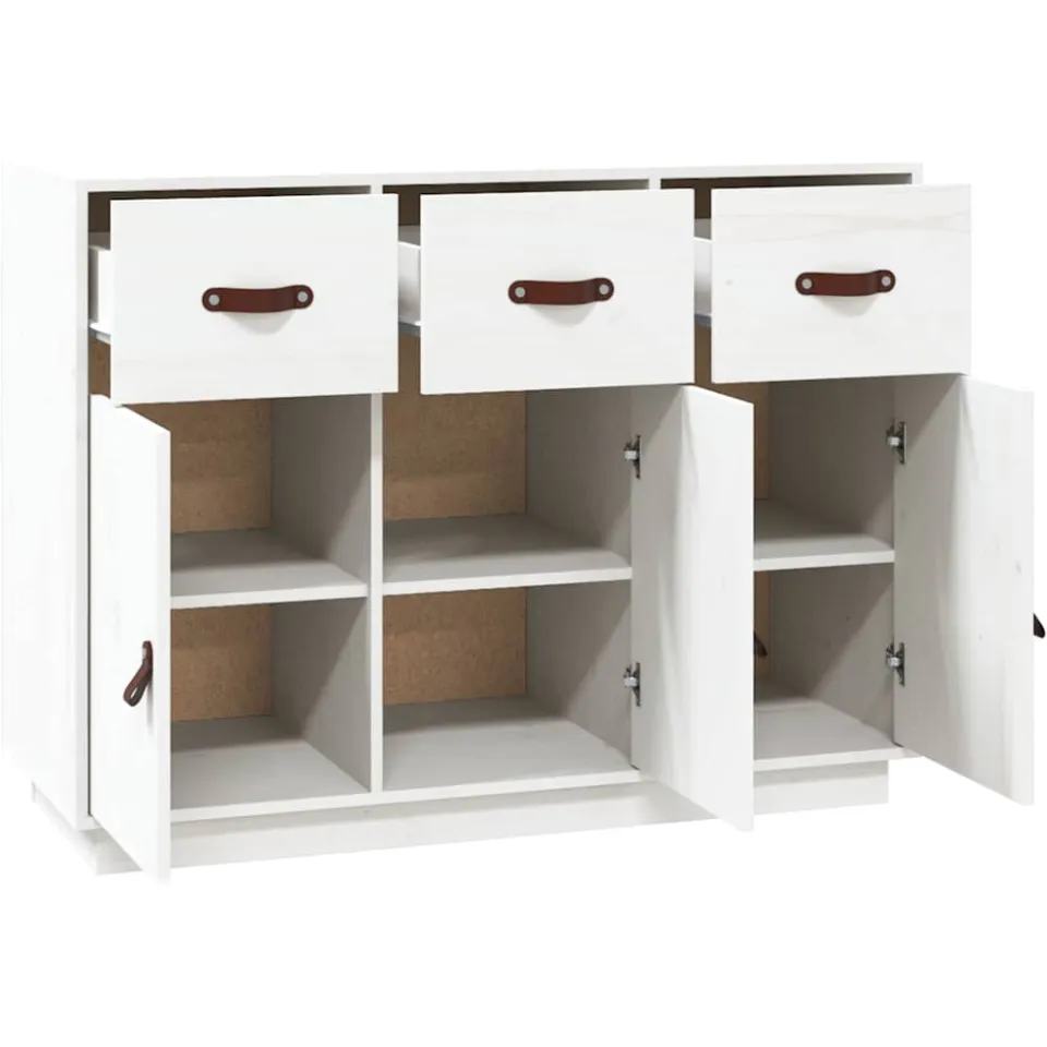 vidaXL Dressoir 100x40x75 cm massief grenenhout wit, foto 4