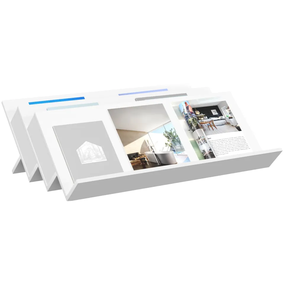 vidaXL Tijdschrift Rek met plank Wit 90 x 53 x 28,5 cm Bewerkt hout