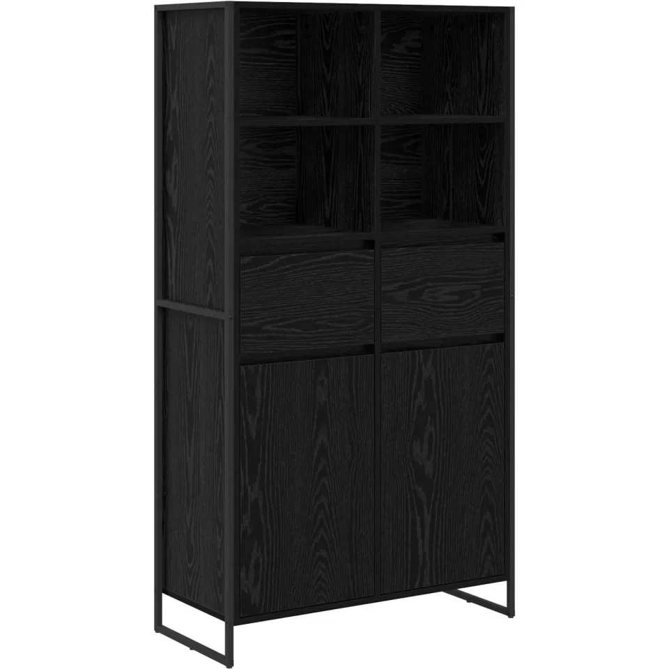 vidaXL Dressoir Zwart Eiken 81 x 36 x 150.5 cm Bewerkt hout, foto 3