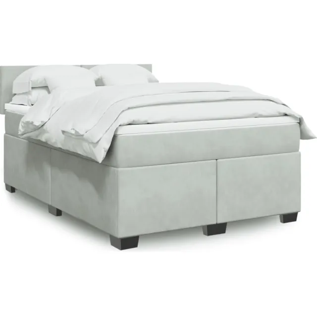 vidaXL Boxspring met matras fluweel lichtgrijs 140x190 cm grijs