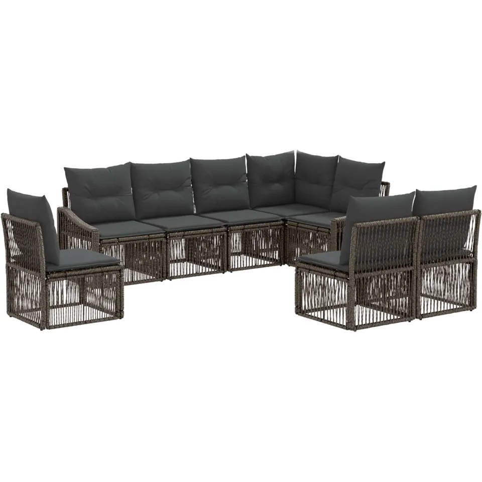 vidaXL Tuinbankenset 8 st 8-zits Grijs poly rattan, foto 3