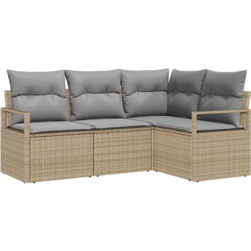 vidaXL Bankstel 4 st Beige poly rattan