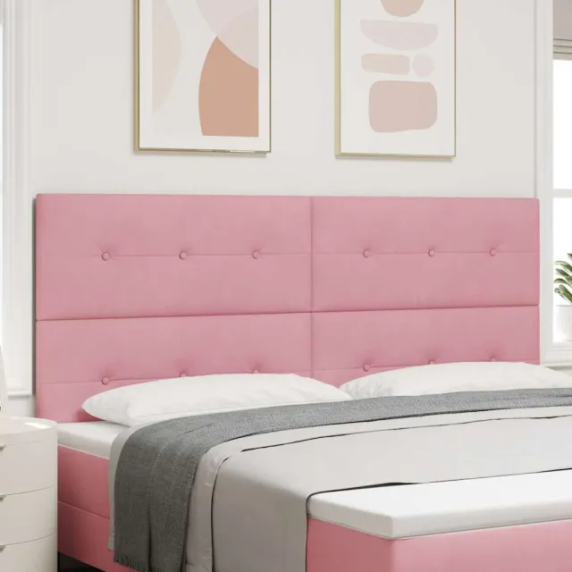 vidaXL LED Hoofdbord Roze Fluweel