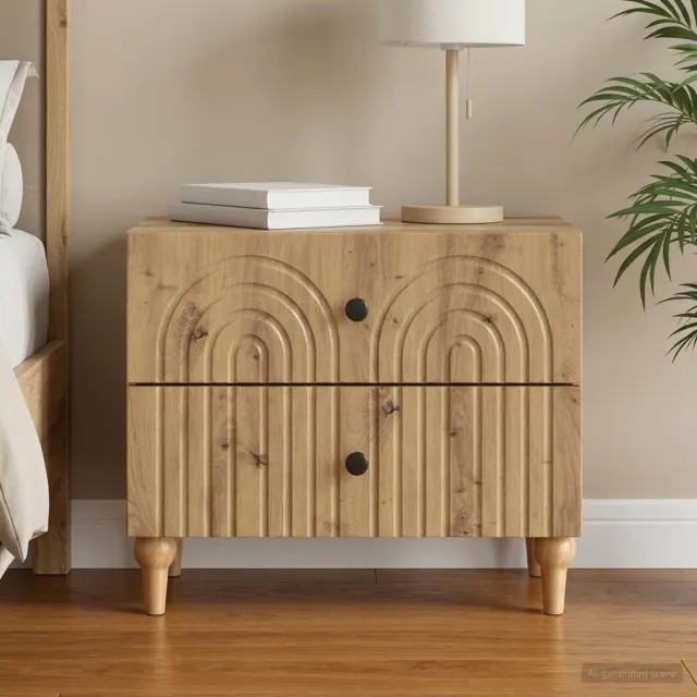 vidaXL Nachtkastje Artisanaal eiken 62 x 34,5 x 48 cm Bewerkt hout, foto 2