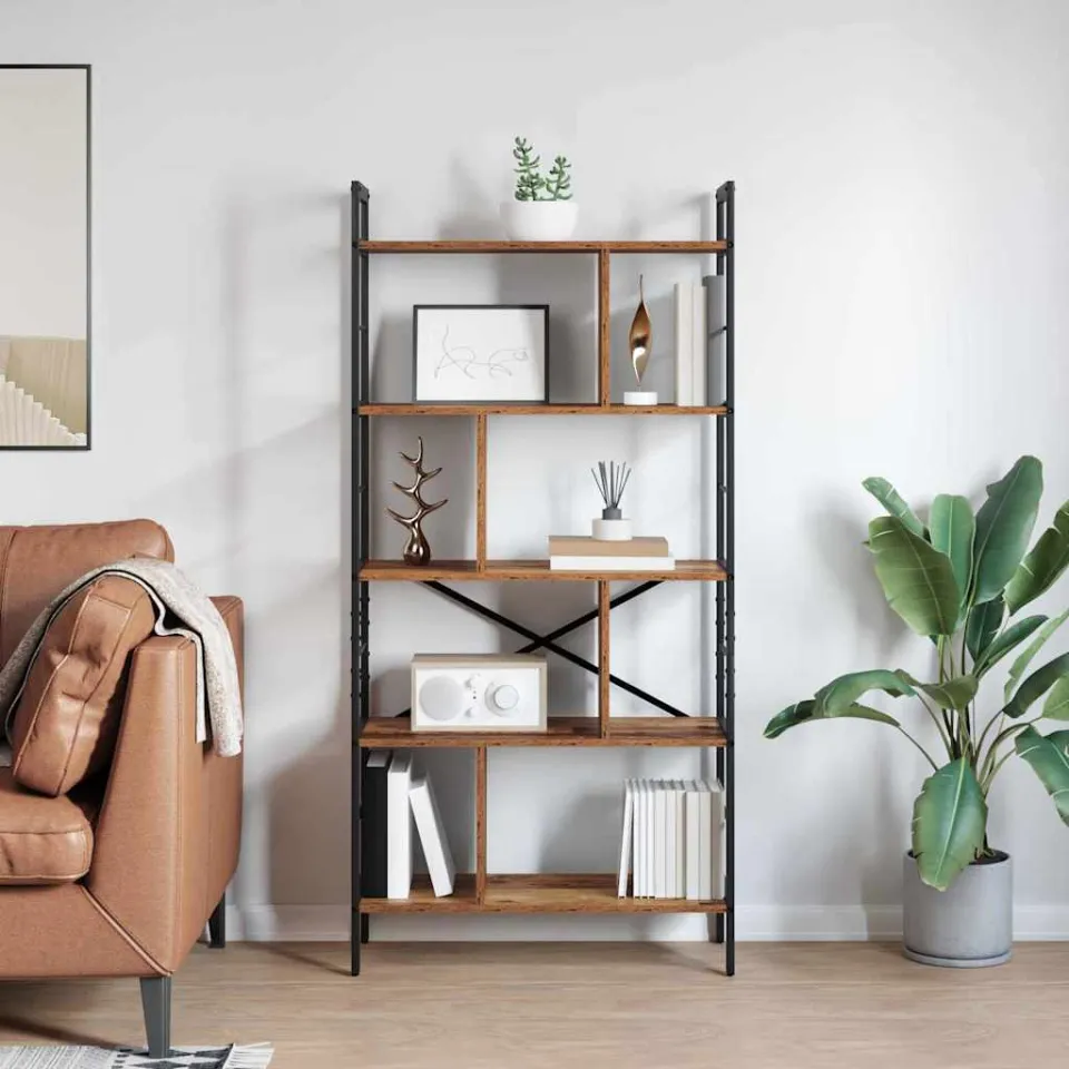 vidaXL Boekenkast 9-laags 75 x 30 x 156 cm Bewerkt hout Oud Hout bruin, foto 3
