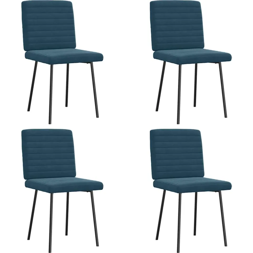 vidaXL Eetkamerstoelen 4 st fluweel blauw, foto 3